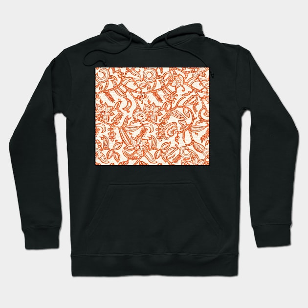 Vintage floral lace (orange invert) Hoodie by BessoChicca